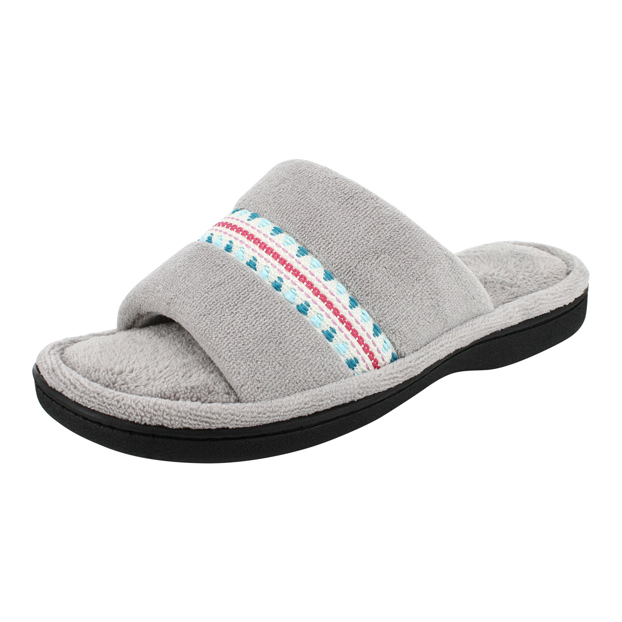Isotoner men's open toe slippers hotsell